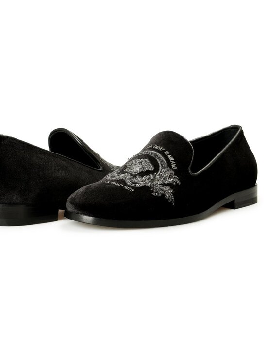 Versace Men\'s Velvet Embroidered Slippers Loafers Shoes US 7 IT 40 main image 4